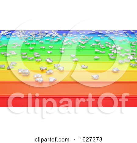 3D Render of Hearts on Rainbow Background by KJ Pargeter