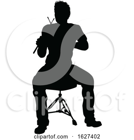 Musician Drummer Silhouette by AtStockIllustration