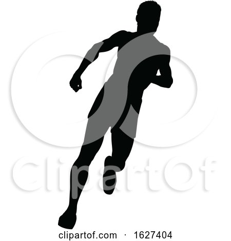 Runner Racing Track and Field Silhouette by AtStockIllustration