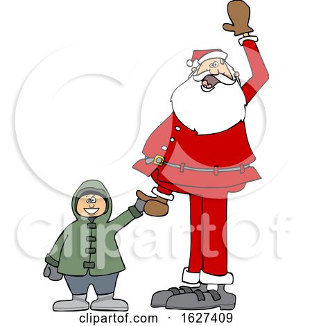 Santa Holding a Boys Hand and Waving by djart