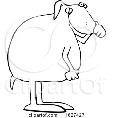 Cartoon Black and White Dog Covering His Nose by djart