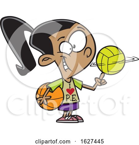 Cartoon Sporty Girl Wearing an I Love PE Shirt by toonaday