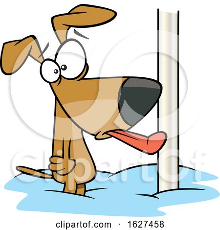Cartoon Dog with His Tongue Stuck Frozen to a Pole by toonaday