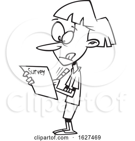 Cartoon Black and White Woman Taking a Survey by toonaday