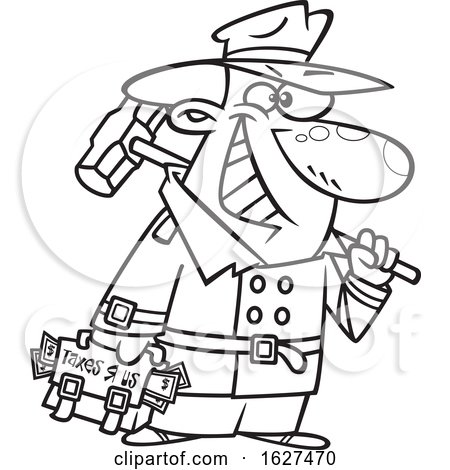 Cartoon Black and White Grinning Tax Goon by toonaday