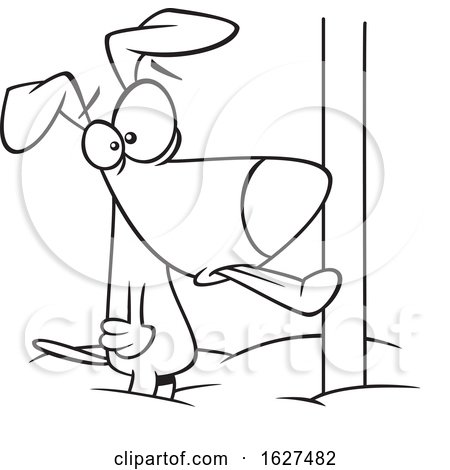 Cartoon Black and White Dog with His Tongue Stuck Frozen to a Pole by toonaday