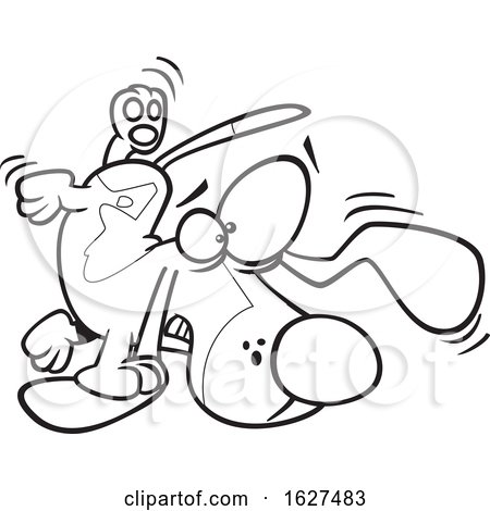 Cartoon Black and White Bassett Hound Dog Tripping on His Own Ear by toonaday