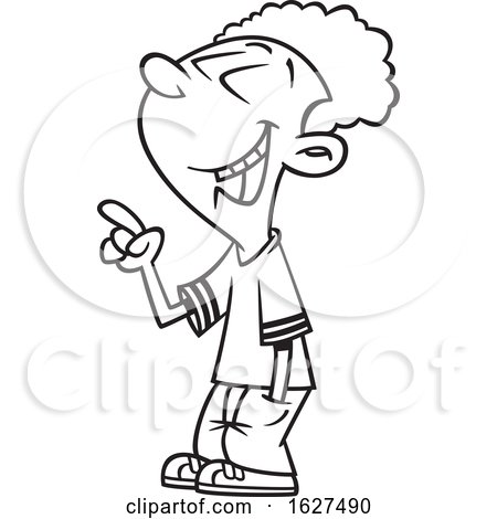Cartoon Black and White Black Boy Making a Point by toonaday