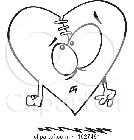 Cartoon Black and White Stitched Heart on the Mend by toonaday