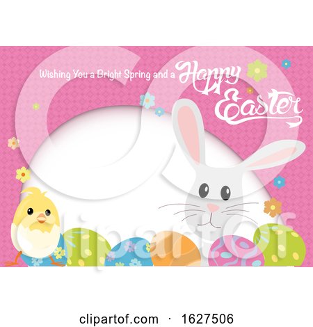 Easter Egg Chick and Bunny Frame with a Greeting by dero