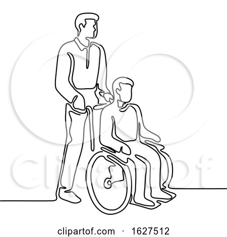 Patient on Wheelchair Continuous Line by patrimonio