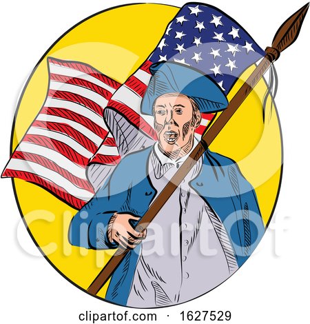 American Patriot Holding American Flag Drawing by patrimonio