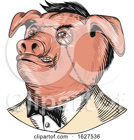 Aristocrat Business Pig Wearing a Monocle by patrimonio