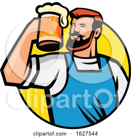 Bearded Hipster Toasting a Mug of Beer by patrimonio