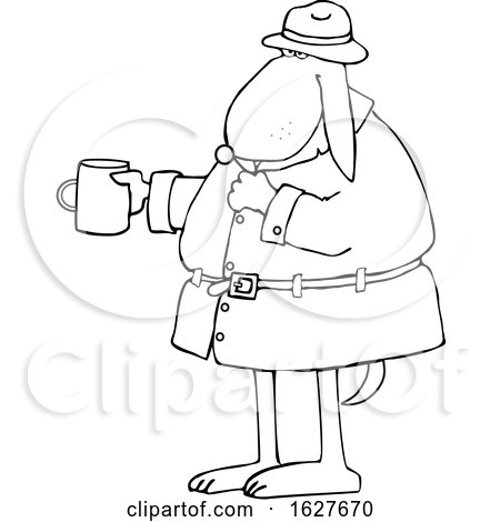 Cartoon Black and White Begging Homeless Dog Holding out a Cup by djart