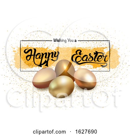 Happy Easter Greeting with Gold Eggs by dero
