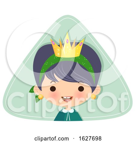 Happy Cleaning Lady Wearing a Crown over a Triangle by Melisende Vector