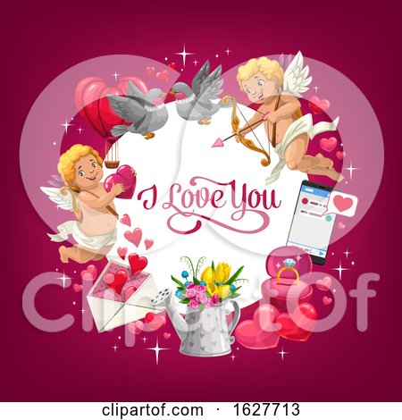 Valentines Day Frame with I Love You Text by Vector Tradition SM