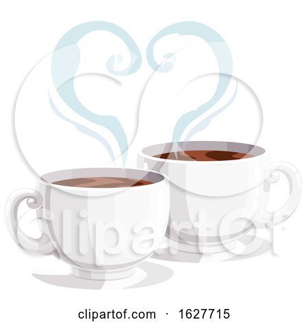 Valentines Day Heart of Steam over Coffee Cups by Vector Tradition SM