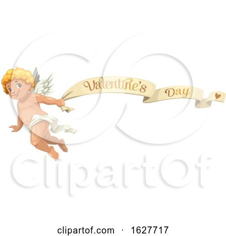 Valentines Day Banner and Cupid by Vector Tradition SM