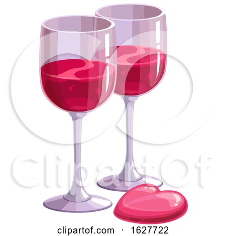 Valentines Day Heart and Wine Glasses by Vector Tradition SM