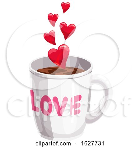 Valentines Day Love Coffee Cup with Hearts by Vector Tradition SM