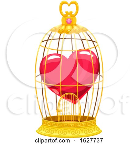 Valentines Day Heart in a Bird Cage by Vector Tradition SM