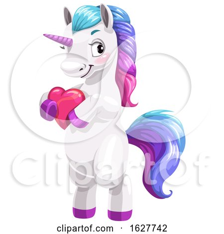 Valentines Day Unicorn Holding a Heart by Vector Tradition SM
