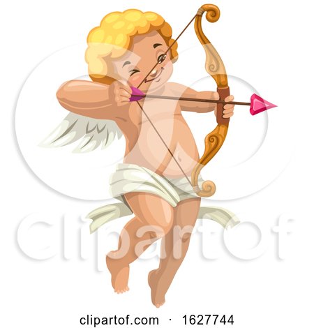 Valentines Day Cupid Aiming an Arrow by Vector Tradition SM