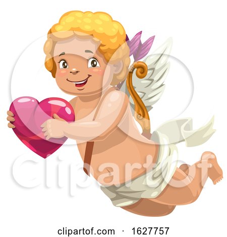 Valentines Day Cupid Holding a Heart by Vector Tradition SM