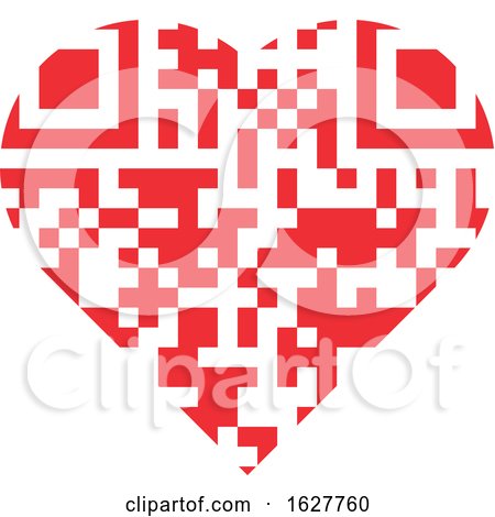 Red Valentine Heart with a QR Code by Zooco
