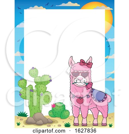 Border with a Pink Valentine Llama by visekart