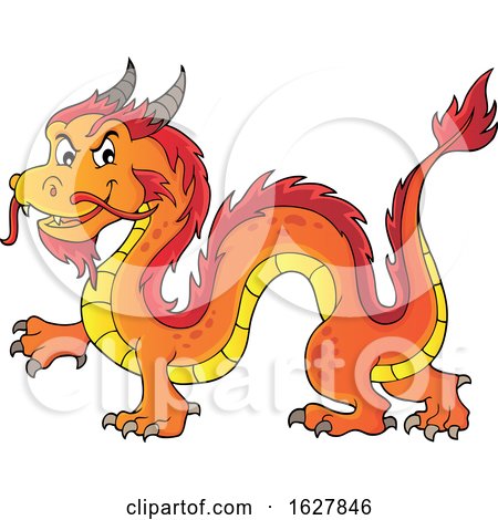 Red Orange and Yellow Chinese Dragon by visekart