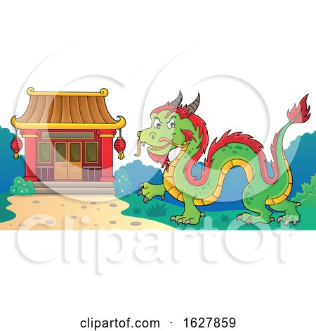 Chinese Dragon by a Temple by visekart