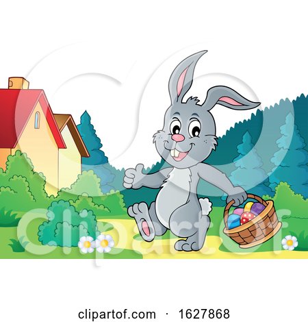 Easter Bunny Carrying a Basket of Eggs by visekart