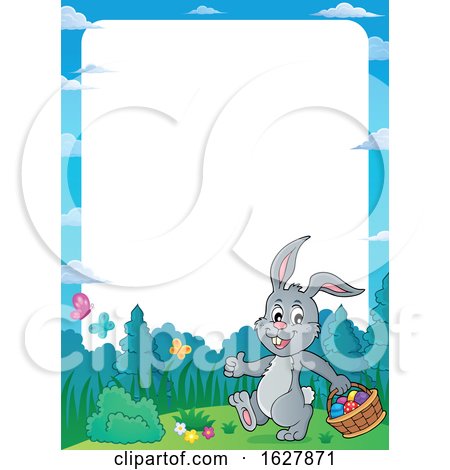 Border of an Easter Bunny Carrying a Basket of Eggs by visekart