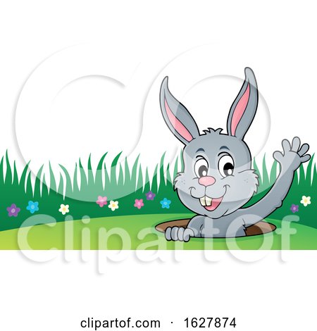 Easter Bunny Waving from a Hole by visekart