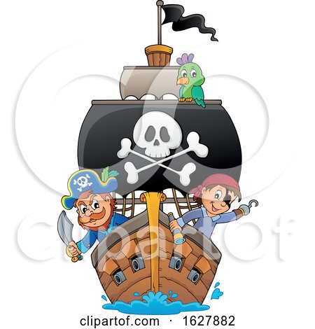 Pirates on a Ship with a Big Jolly Roger by visekart