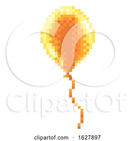 Balloon Icon 8 Bit Arcade Video Game Pixel Art by AtStockIllustration