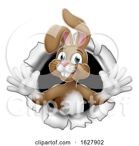 Easter Bunny Rabbit Breaking Through Background by AtStockIllustration