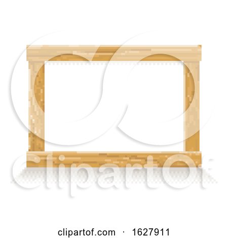 Wooden Pixel Art Background Sign by AtStockIllustration