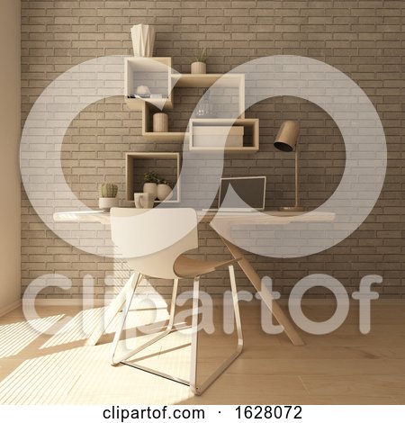 3D Render of a Modern Home Office by KJ Pargeter