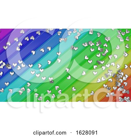 3D Render of Hearts on Rainbow Background by KJ Pargeter