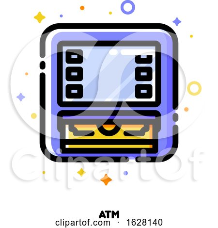 Icon of ATM Machine for Banking Concept. Flat Filled Outline Style. Pixel Perfect 64x64. Editable Stroke by elena