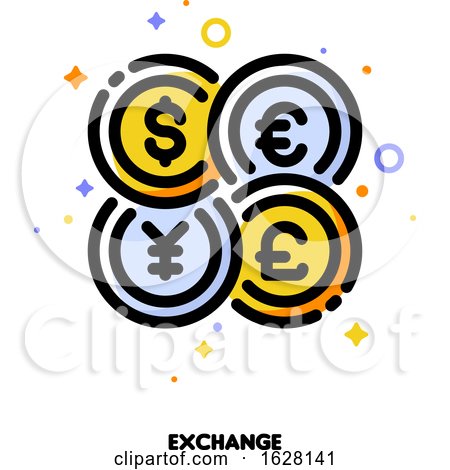 Icon of World Coins for Currency Exchange Concept. Flat Filled Outline Style. Pixel Perfect 64x64. Editable StrokeIcon of World Coins for Currency Exchange Concept. Flat Filled Outline Style. Pixel Perfect 64x64. Editable Stroke by elena