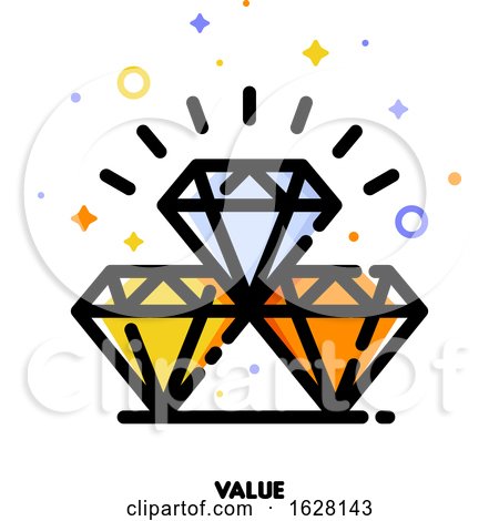 Icon of Diamonds for Value Concept. Flat Filled Outline Style. Pixel Perfect 64x64. Editable Stroke by elena