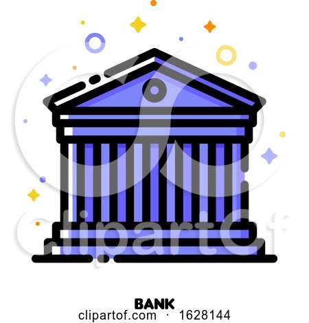 Icon of Ancient Roman Building for Bank Concept. Flat Filled Outline Style. Pixel Perfect 64x64. Editable Stroke by elena