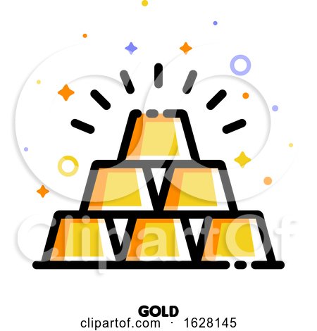 Icon of Gold Bars Pyramid for Banking Concept. Flat Filled Outline Style. Pixel Perfect 64x64. Editable Stroke by elena