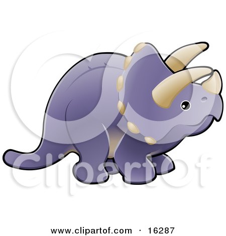 Baby Purple Triceratops Dinosaur With Horns Clipart Illustration Image by AtStockIllustration