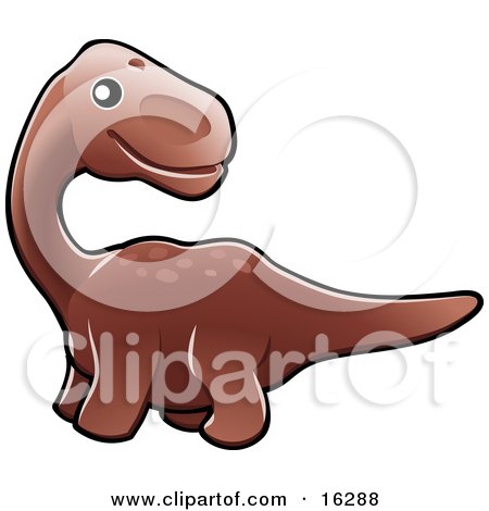 Baby Brown Brontosaurus Dinosaur Looking Back Clipart Illustration Image by AtStockIllustration